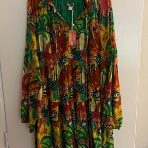 Colorful Tropical Print Dress